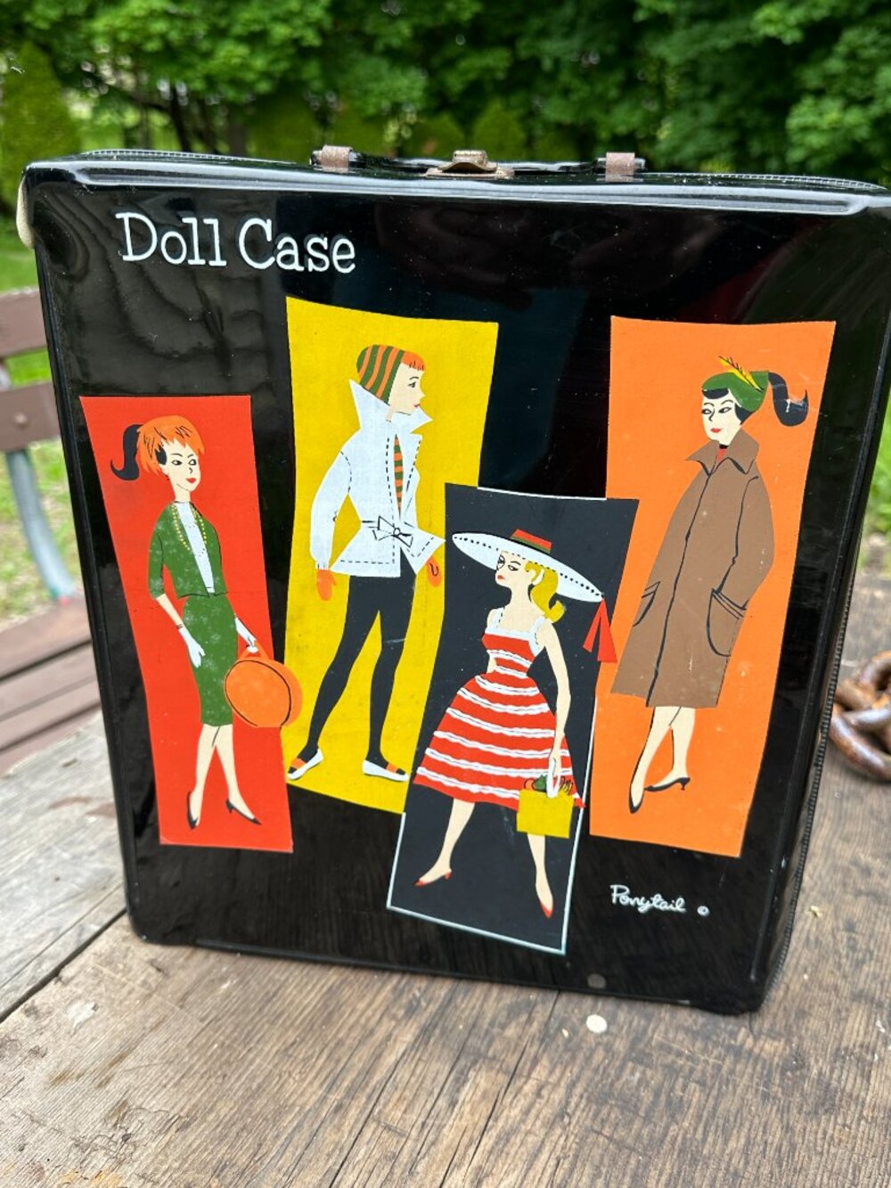 Vintage 1960s Ponytail Barbie Doll Case Mod Pop Art Graphic Purse Handbag